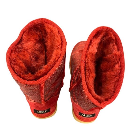 UGG Holiday Red Sequin Boots – Size 8 – Limited Edition Sparkle - Picture 10 of 15